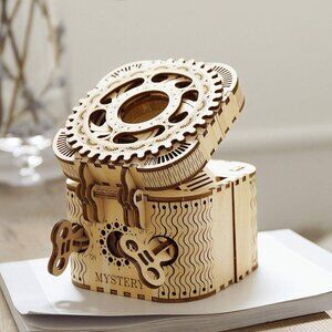 3D Machines Wood Treasure Box Mechanical Gears Model Kit DIY STEAM Toy Activity